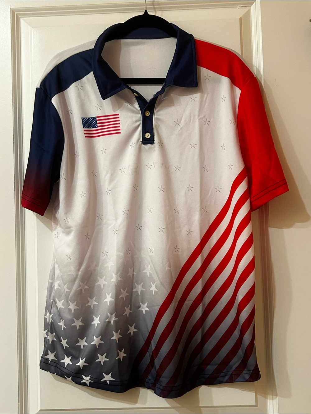 USA American Flag Patriotic Performance Polo Shirt Men’s Large NWOT
